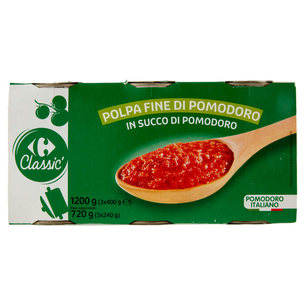 Carrefour Classic Polpa Fine di Pomodoro in Succo di Pomodoro 3 x 400 g