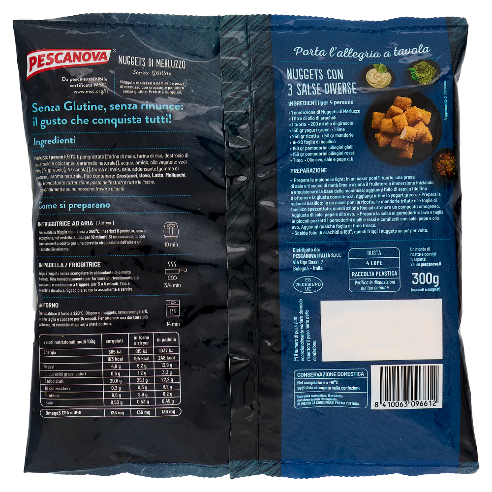 Pescanova Nuggets di Merluzzo impanati e surgelati 300 g