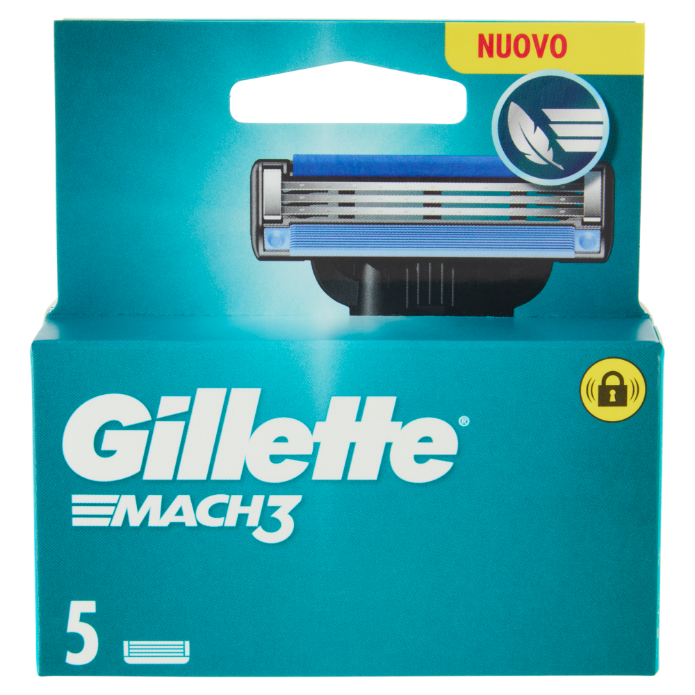 Gillette Mach3 Lamette di ricambio per Rasoio da Uomo, 5 Ricariche