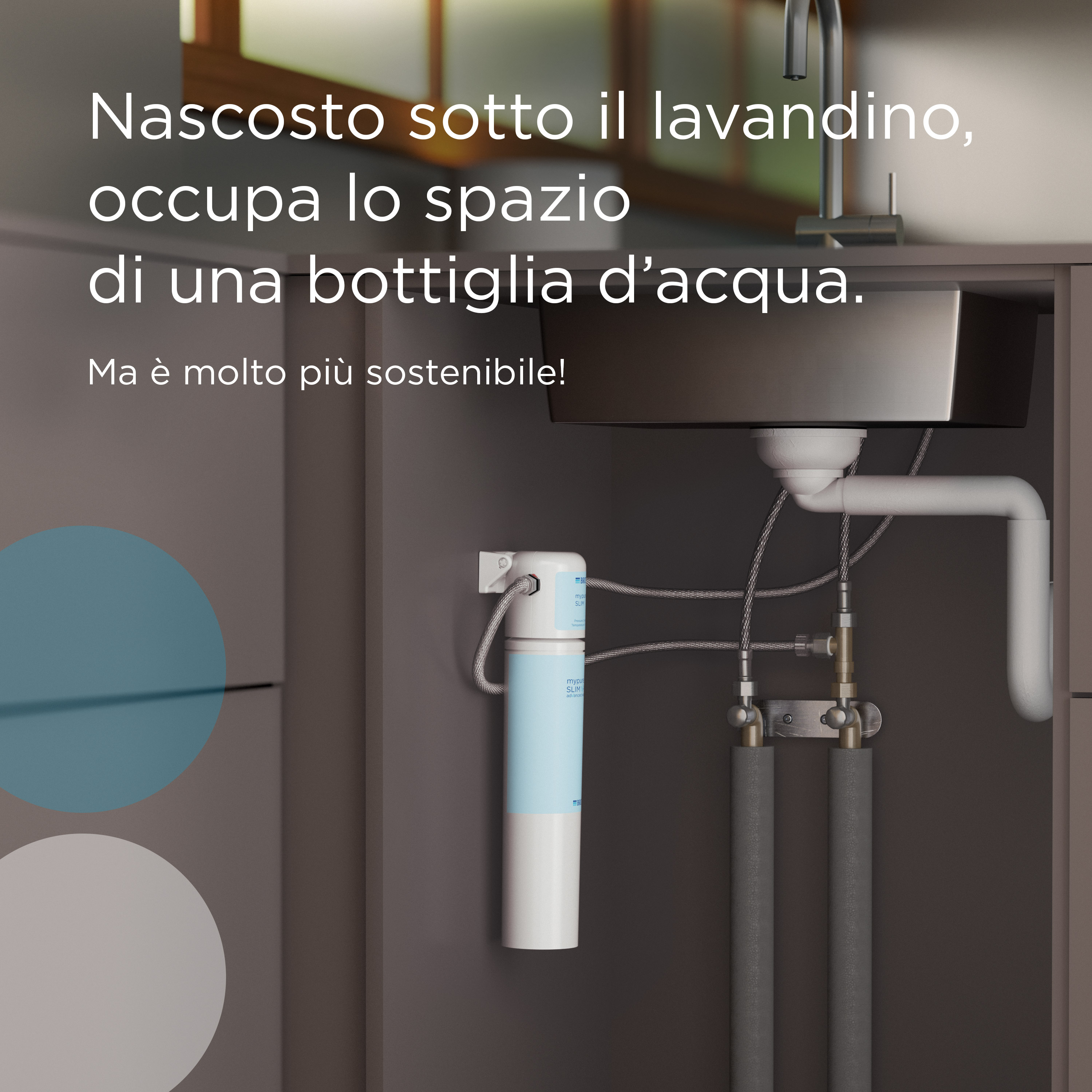 Brita Sistema filtrante mypure SLIM V-MF incl. 1x filtro (8000L) - sistema sottolavello per il tuo rubinetto per acqua buona e priva di batteri al 99,999% - con timer digitale