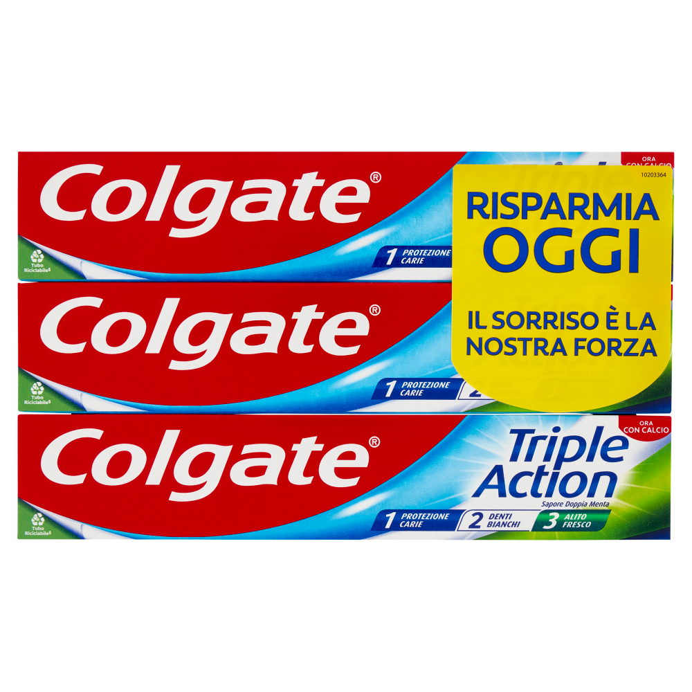 Colgate dentifricio Triple Action protezione carie 3x75 ml