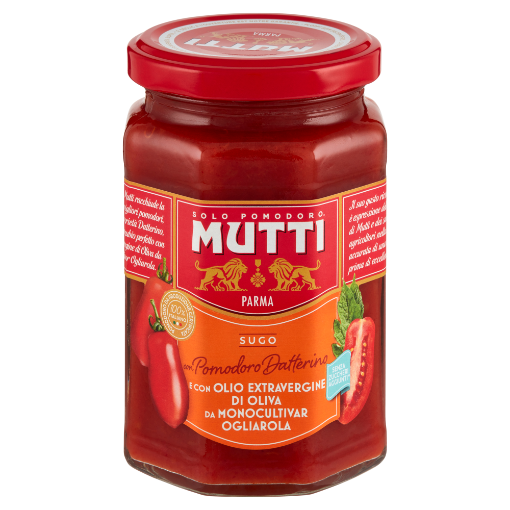 Mutti Sugo con Pomodoro Datterino e con Olio Extravergine di Oliva da Moonocultivar Ogliarola 280 g