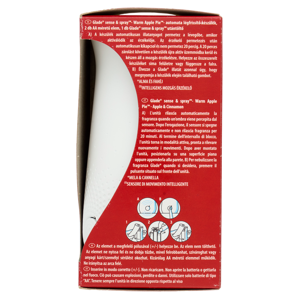 Glade Sense & Spray, Profumatore per ambienti con Sensore di Movimento Fragranza Warm Apple Pie 18ml