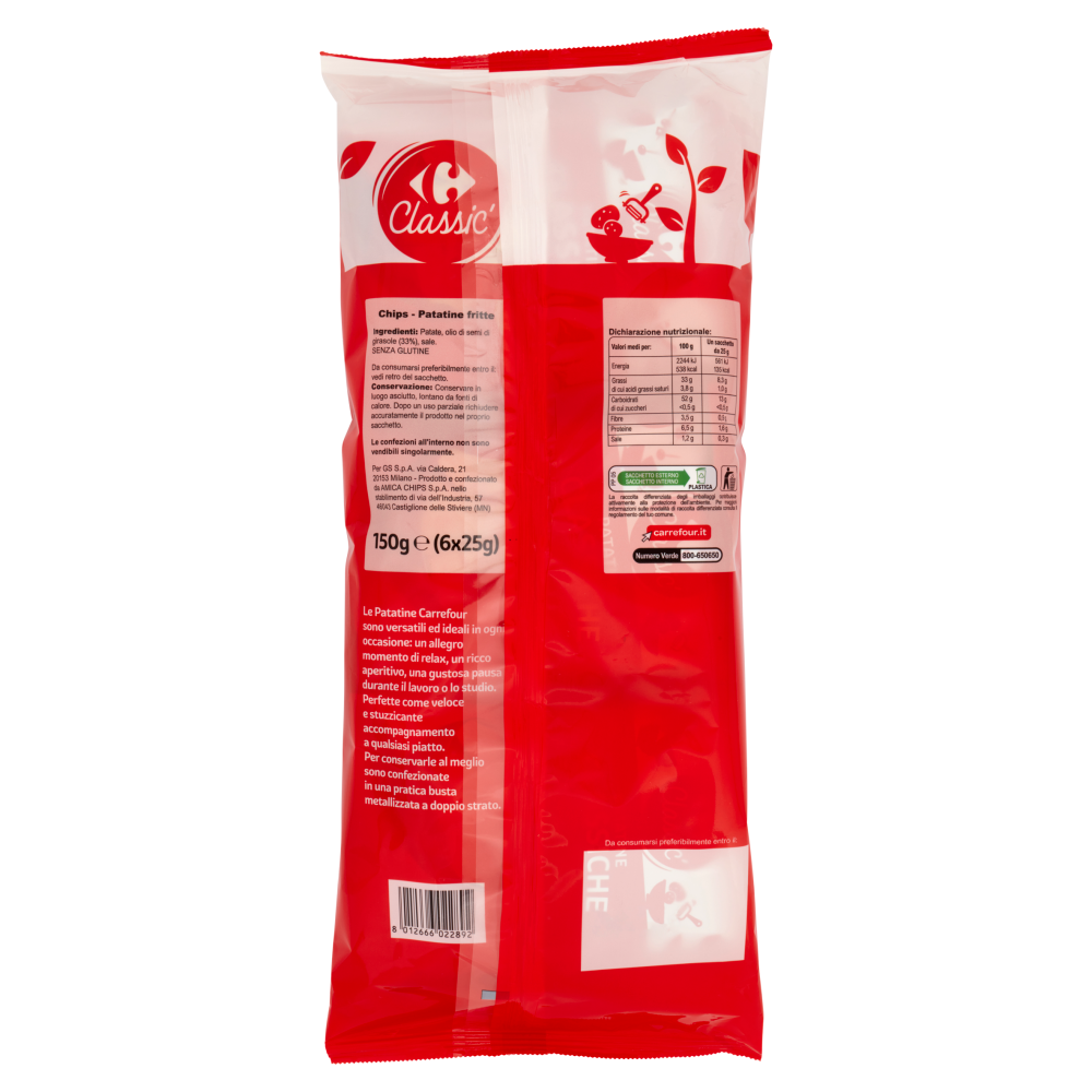Carrefour Classic Patatine Classiche 6 x 25 g