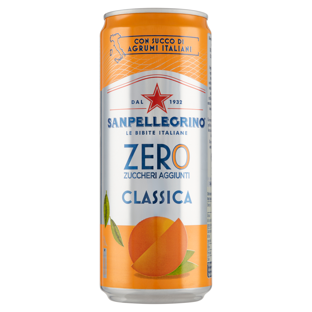 SANPELLEGRINO Classica Zero Zuccheri Aggiunti, Lattina 33 cl