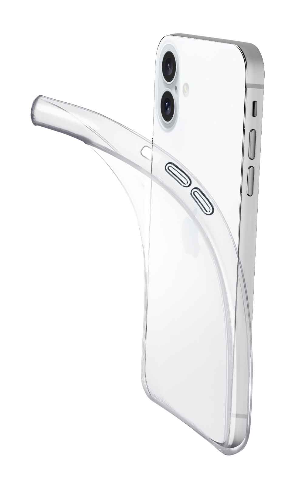Cellularline Fine - iPhone 16 Cover in gomma morbida ultra sottile e trasparente