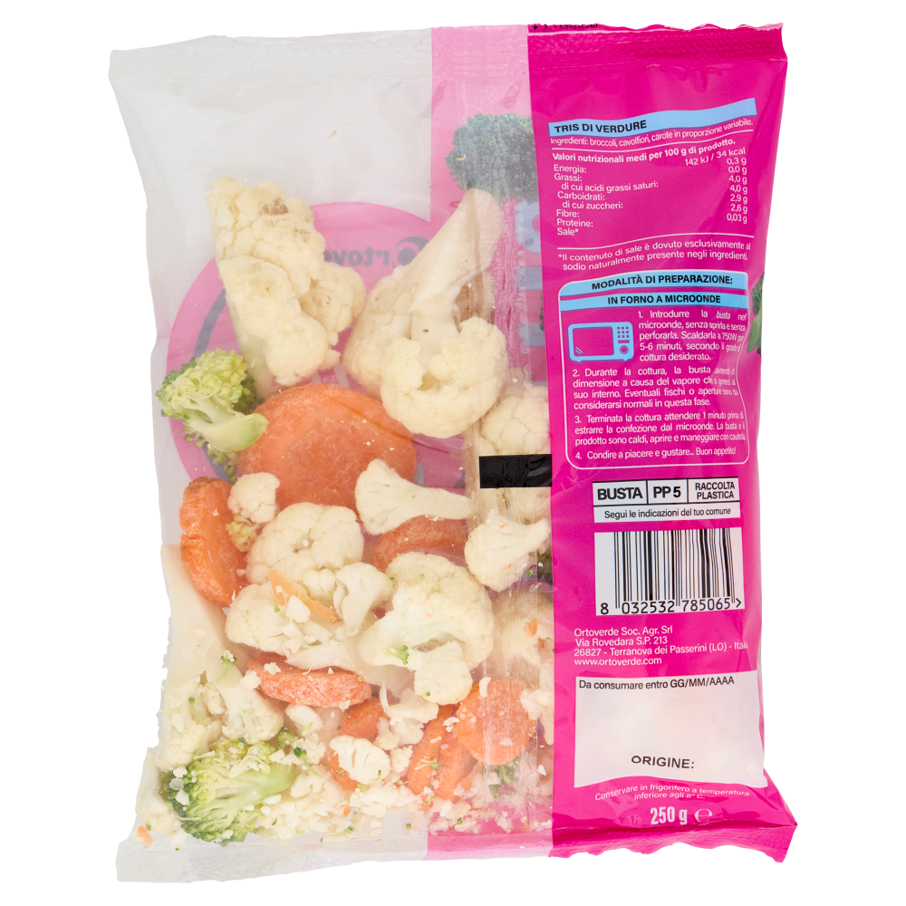Ortoverde Micro Chef Tris Carote, Broccoli, Cavolfiori 250 g