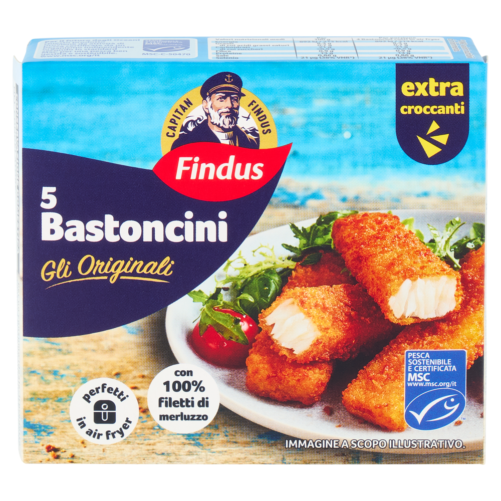 Capitan Findus 5 Bastoncini con 100% Filetti di Merluzzo 125 g