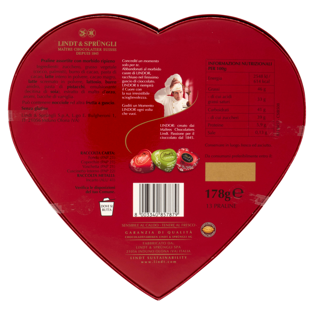 Lindt Lindor scatola cuore assortita 178 g
