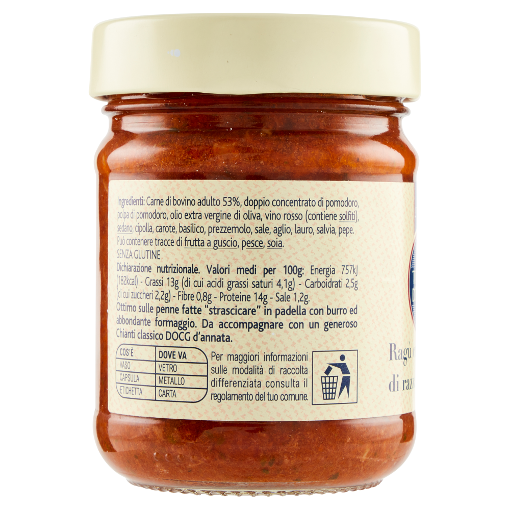 Terre d'Italia Ragù con carne di razza Chianina 200 g