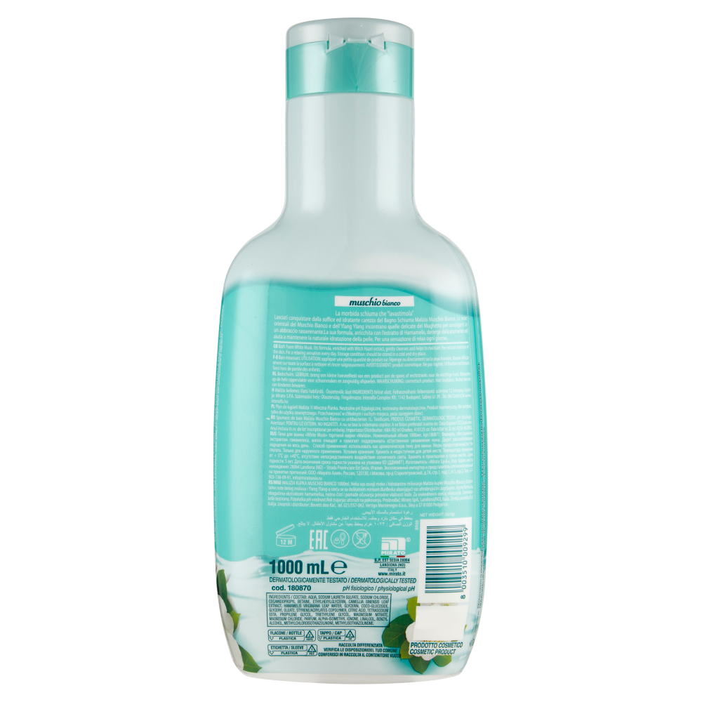 Malizia Bagno Schiuma con Antibatterico muschio bianco 1000 mL