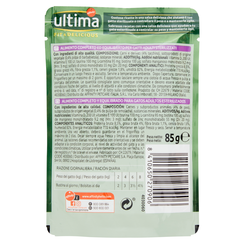 ultima Cat Sterilizzati Fit & Delicious con Tacchino in Salsa 85 g