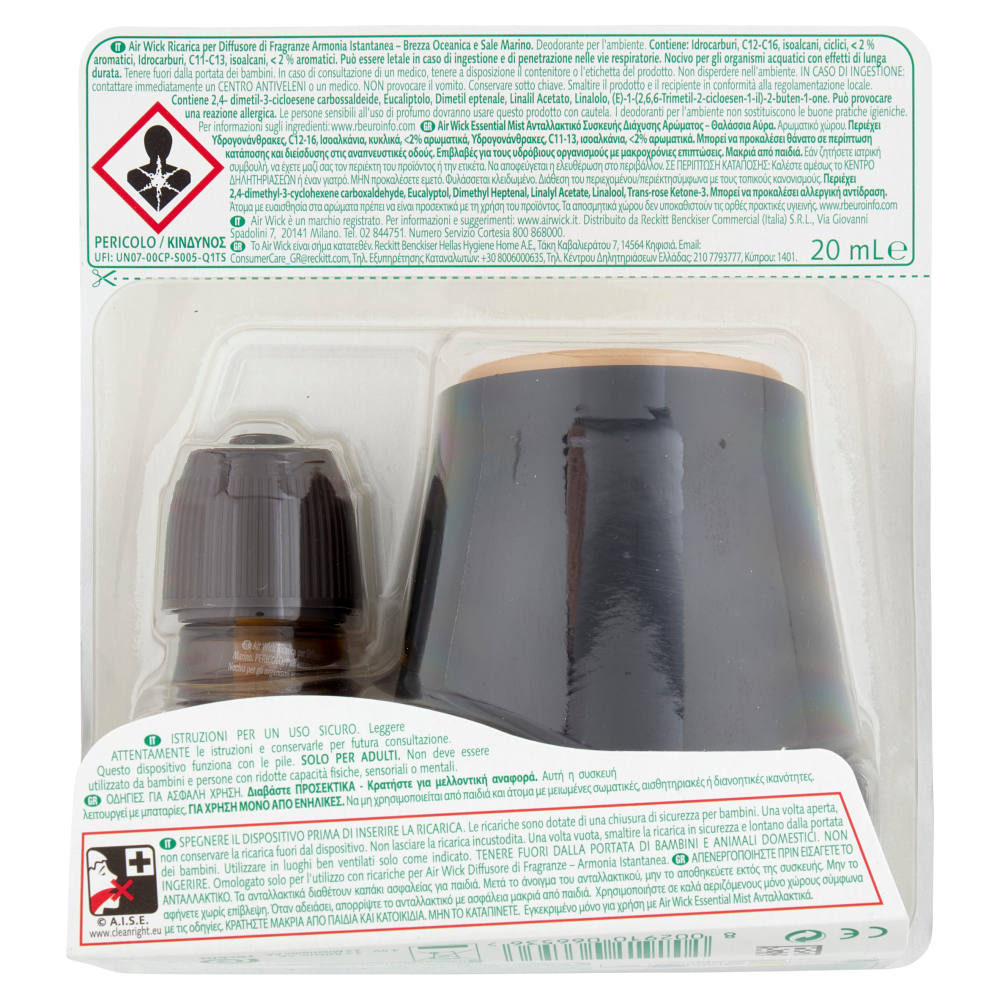 Air Wick Diffusore di Fragranza con oli essenziali Brezza Oceanica e Sale Marino 20 mL