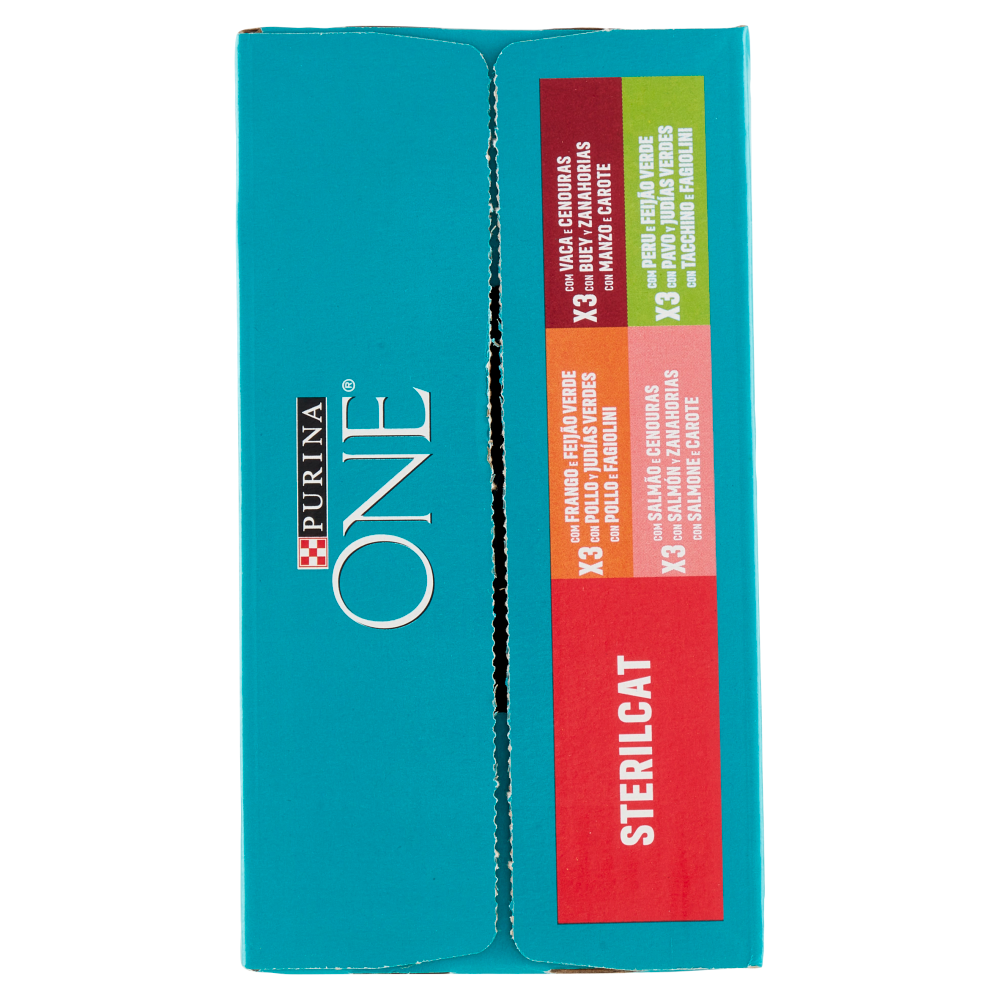 PURINA ONE umido Sterilcat Pollo Fagiolini, Manzo Carote, Salmone Carote, Tacchino Fagiolini 12x85g