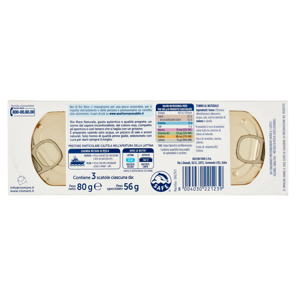 Rio mare Tonno al Naturale 3 x 80 g