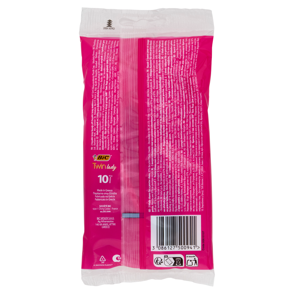 Bic Twin Lady Rasoi 2 Lame Usa e Getta da Donna, 10 pezzi