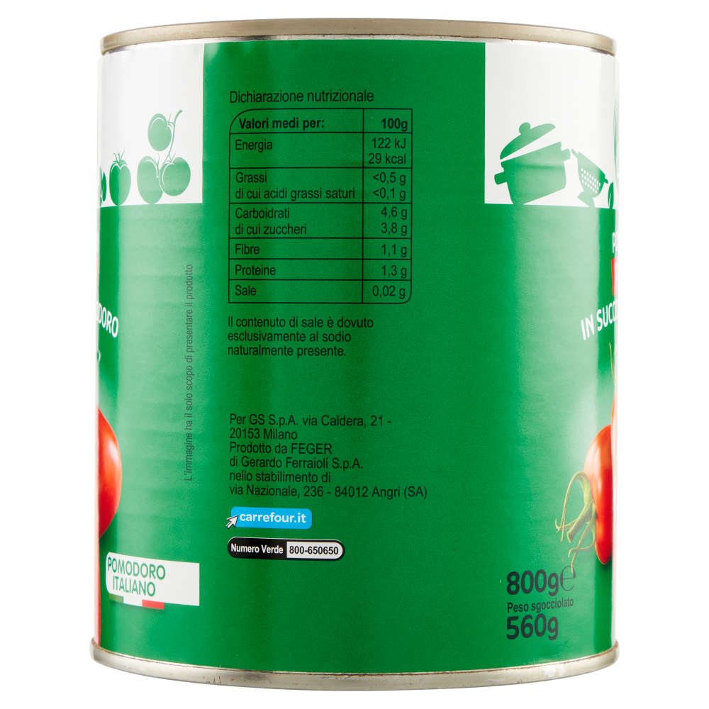 Carrefour Classic Pomodori Pelati in Succo di Pomodoro 800 g
