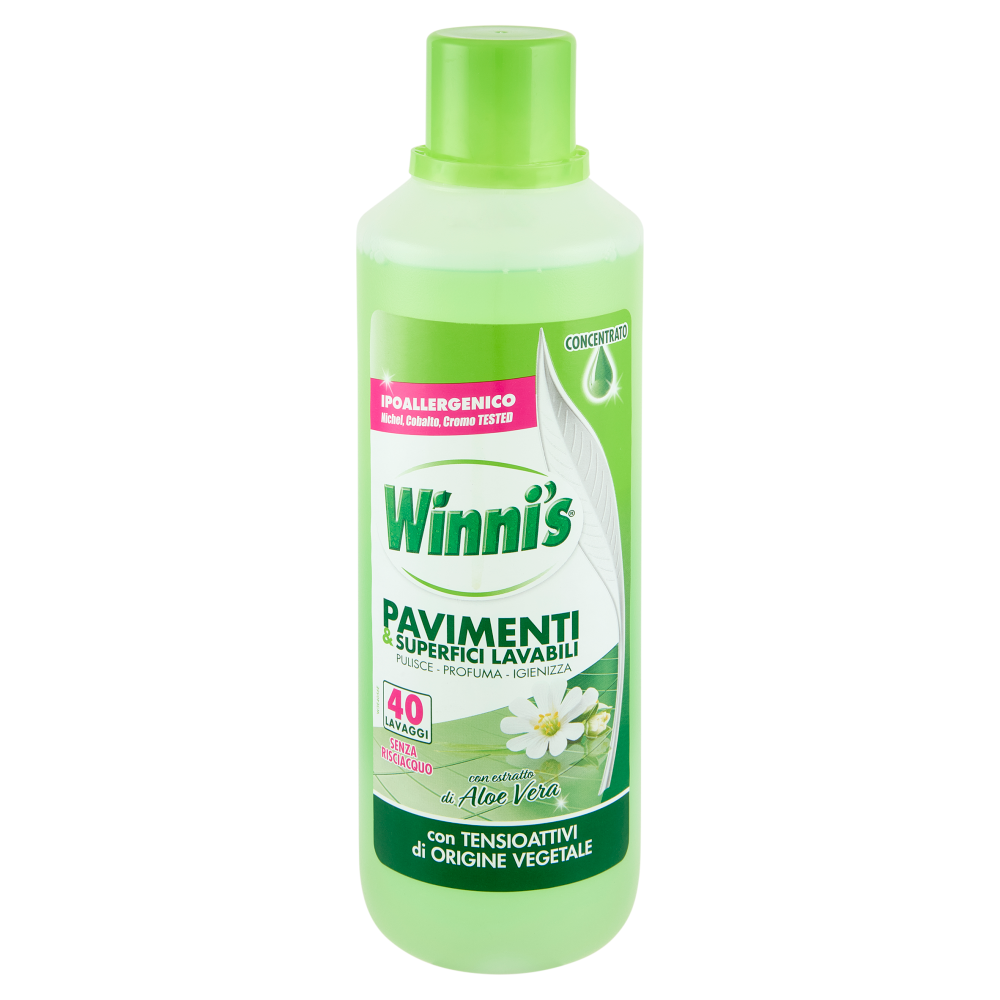 Winni's Pavimenti & Superfici Lavabili con estratto di Aloe Vera, 40 Lavaggi, 1000 ml