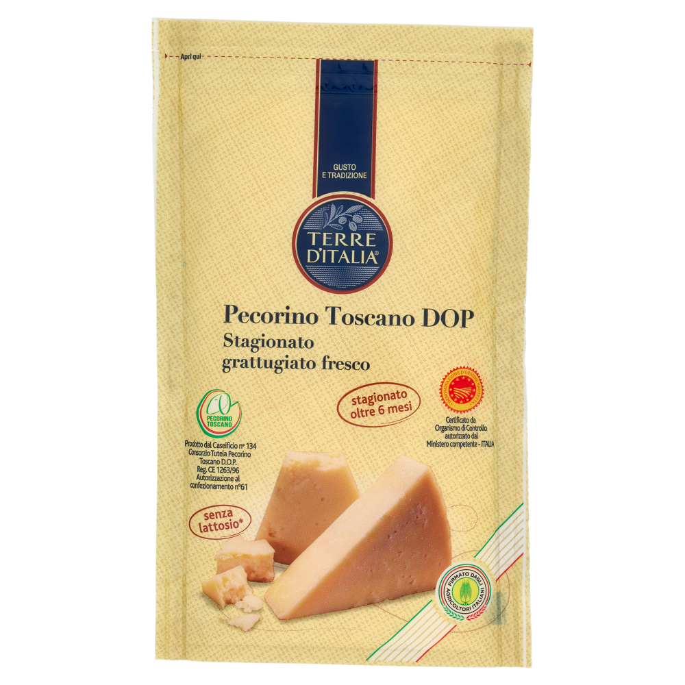 Terre d'Italia Pecorino Toscano DOP stagionato grattugiato fresco 60 g