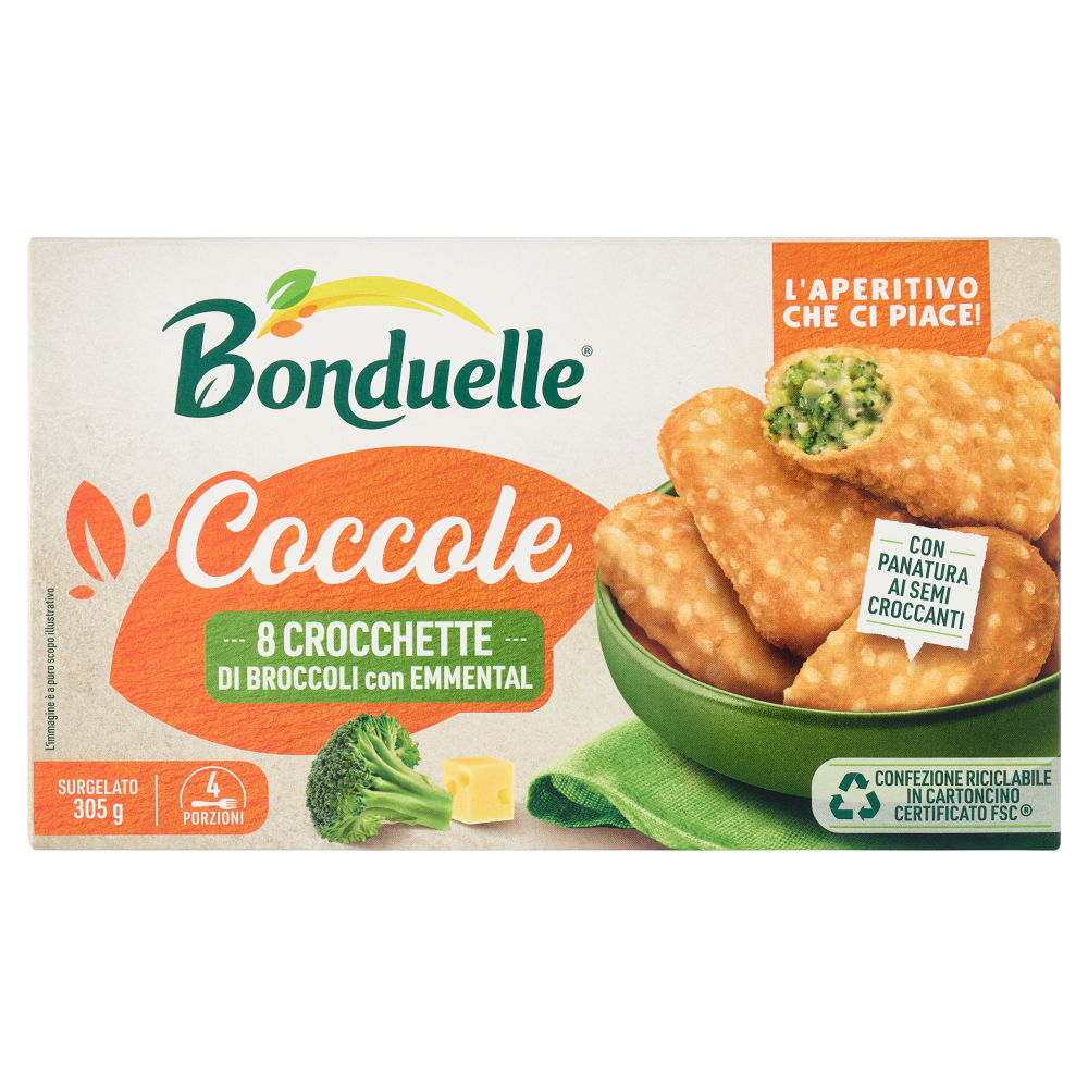 Bonduelle Coccole 8 Crocchette di Broccoli con Emmental Surgelato 305 g