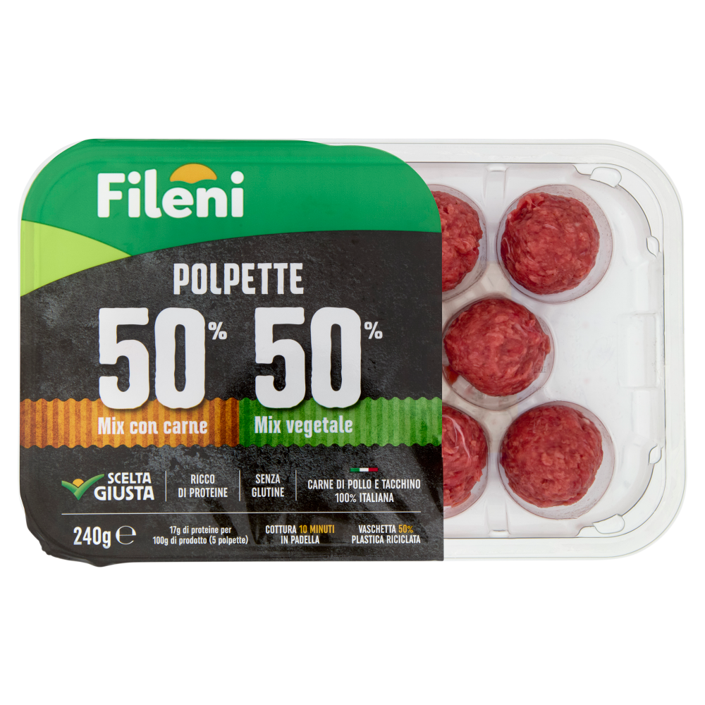 Fileni Polpette 50% Mix con carne 50% Mix vegetale 0,240 kg