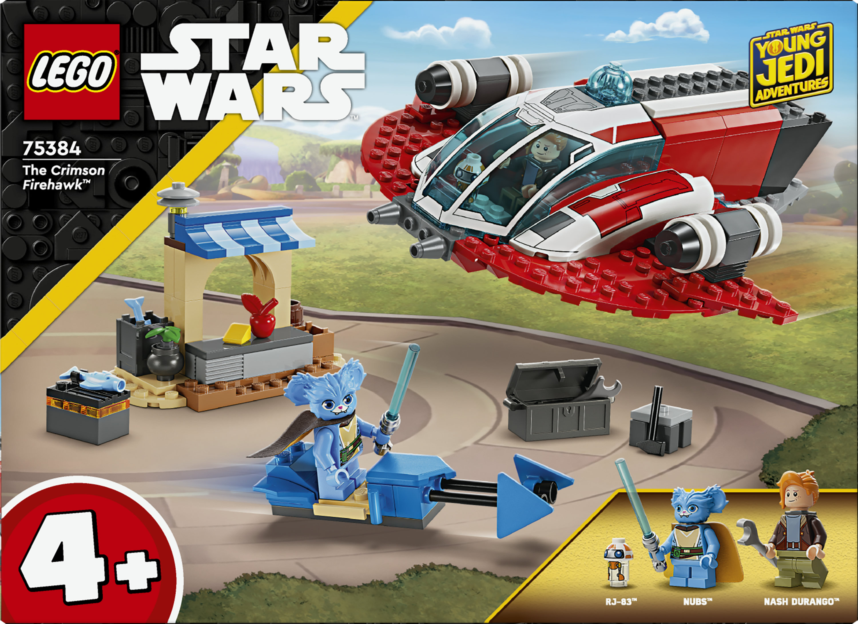LEGO Star Wars 75384 The Crimson Firehawk, Starter Set con Astronave Giocattolo, Speeder Bike e 3 Personaggi, Regalo Bambini 4+