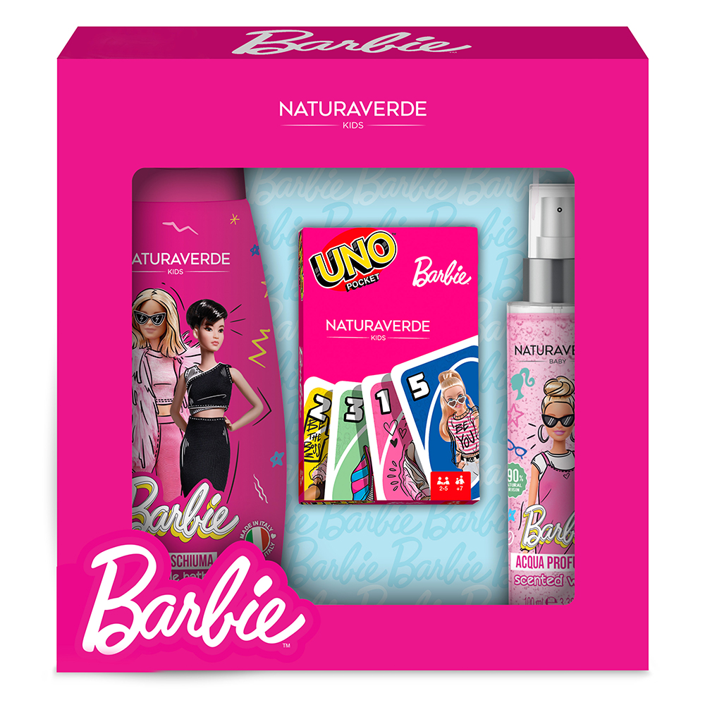 BARBIE GIFT SET CARTE UNO (bagnoschiuma 300ml+ acqua profumata 100ml + carte UNO)