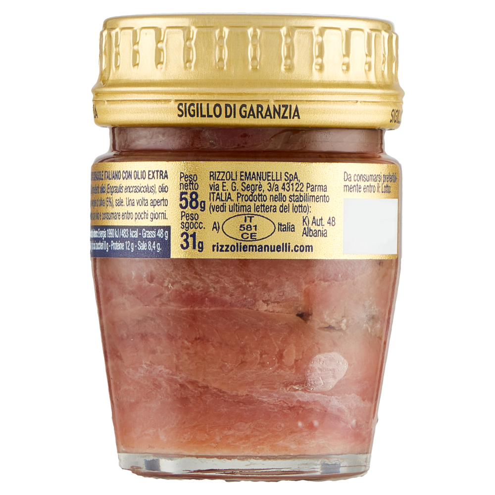 Rizzoli Filetti di Alici in Olio 100% Italiano 58 g