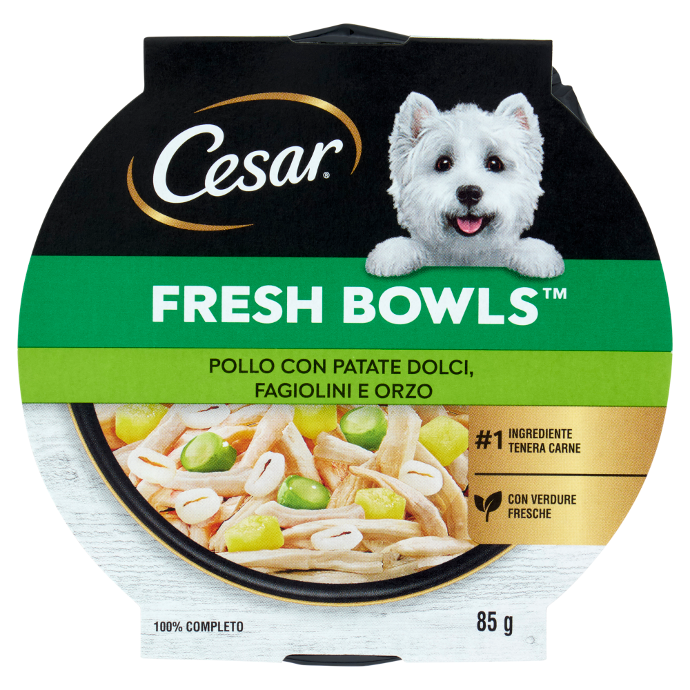 Cesar Fresh Bowls Cibo umido Cane Pollo Patate dolci 85 g