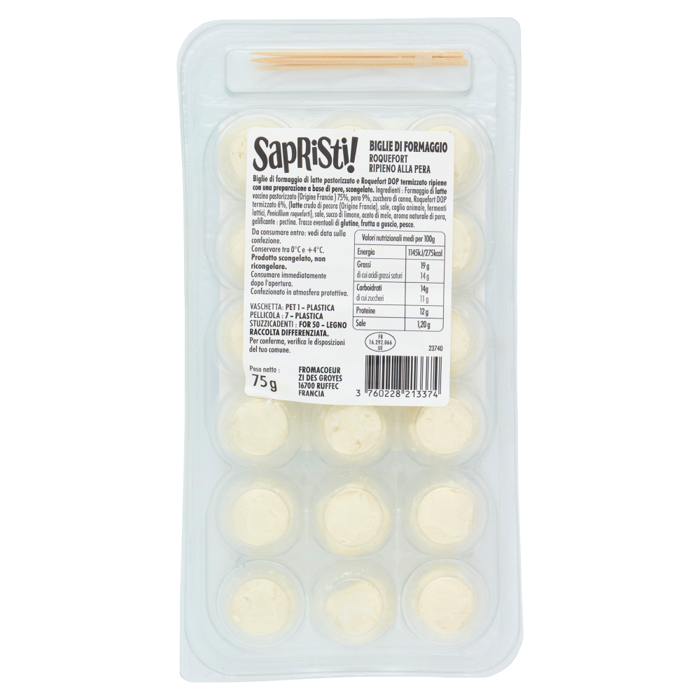 Sapristi! Biglie di Formaggio Roquefort Ripieno alla Pera 75 g