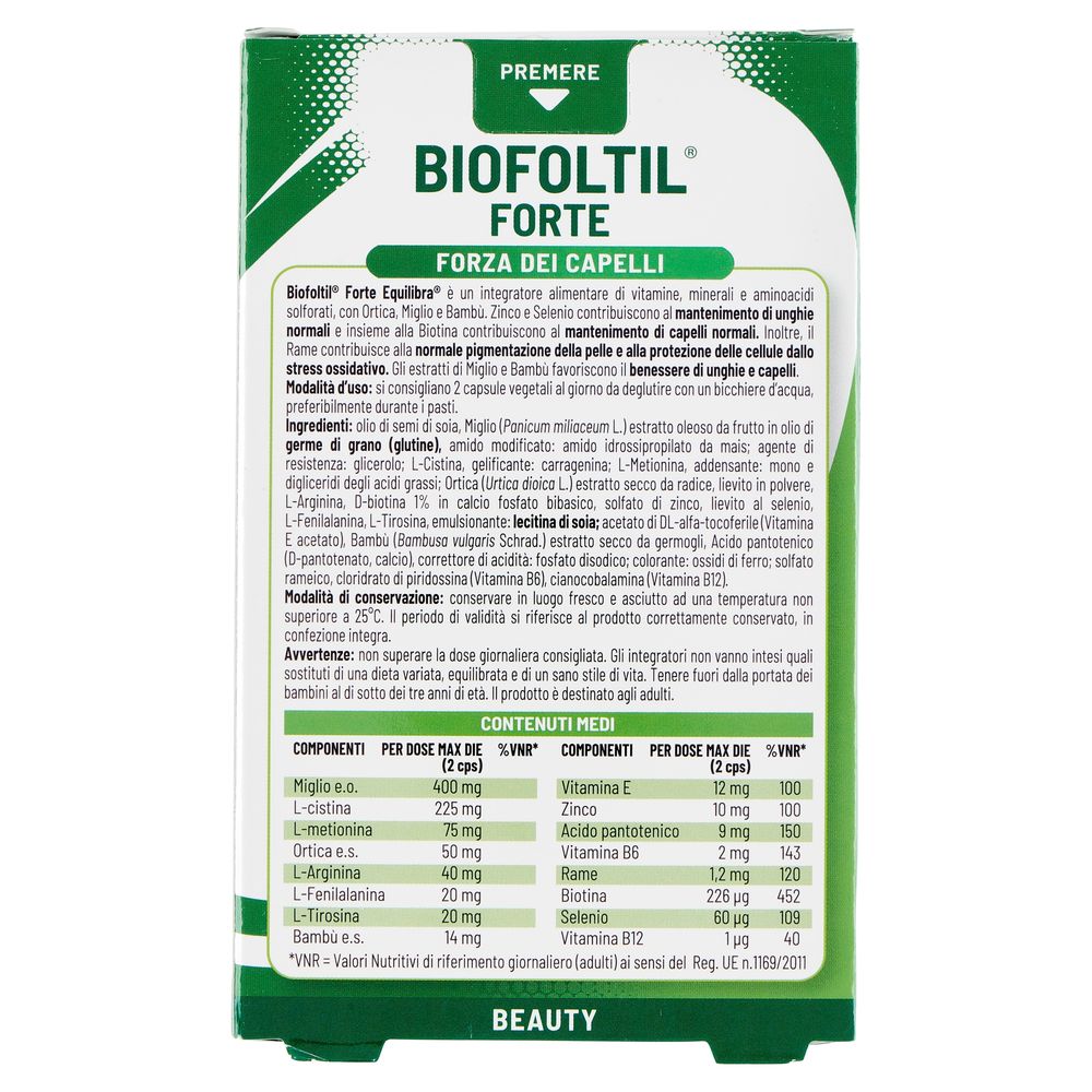 Equilibra Biofoltil Forte Forza dei Capelli 32 Capsule Vegetali 36,1 g