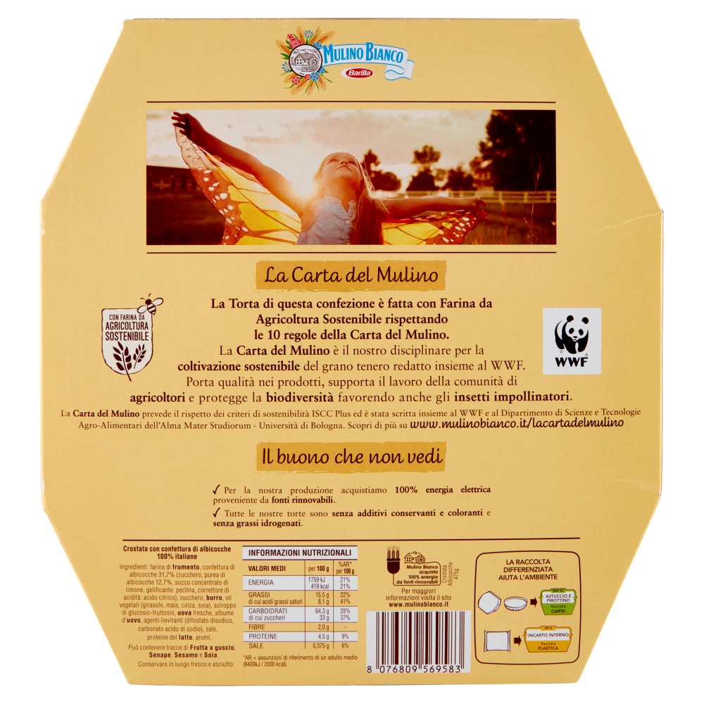 Mulino Bianco Crostata Albicocca con 100% Albicocche Italiane e Farina Sostenibile 475g