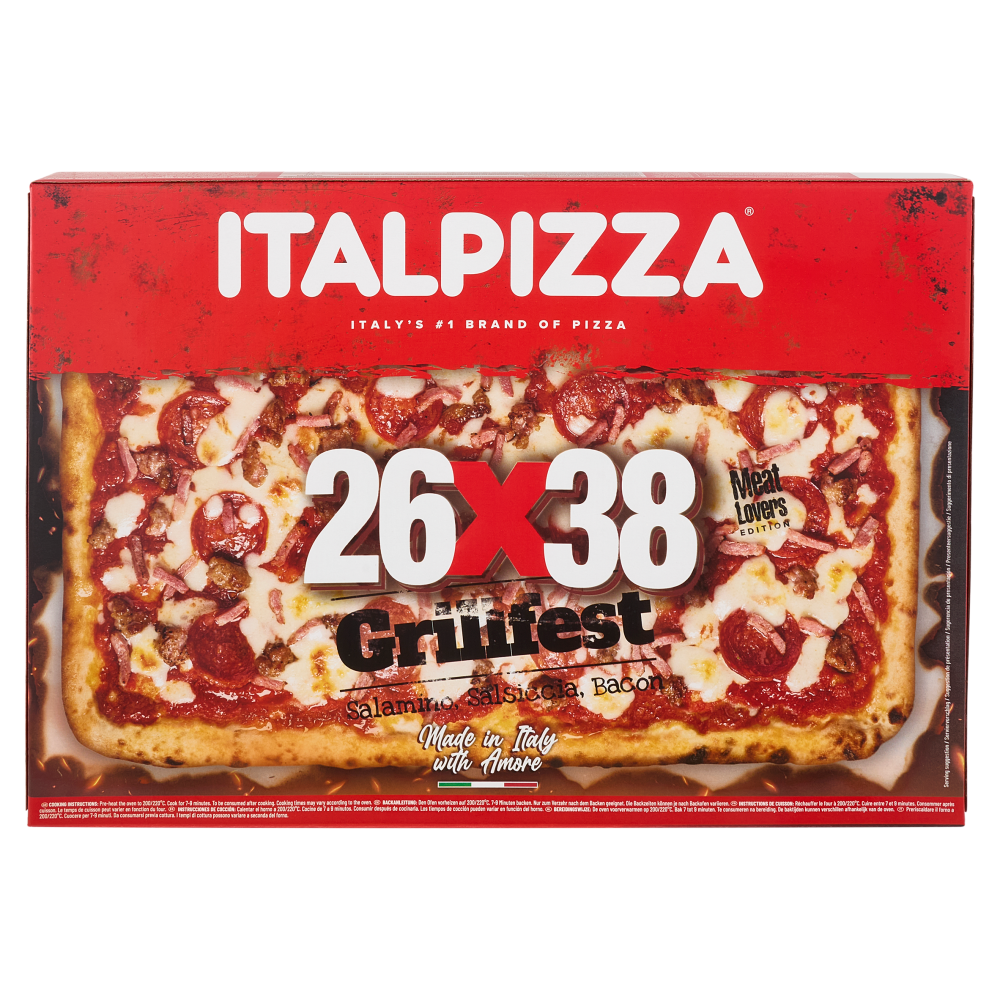 Italpizza 26x38 Grillfest Salamino, Salsiccia, Bacon Meat Lovers Edition 535 g