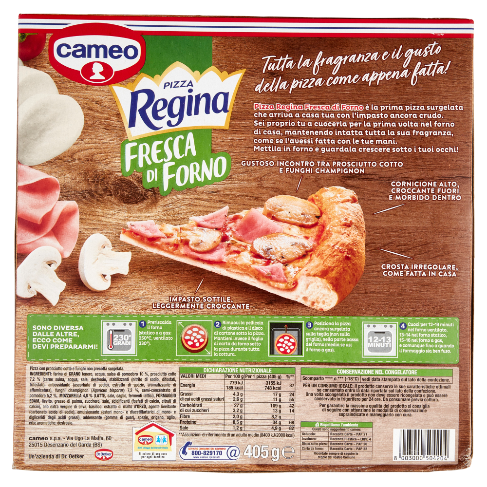 cameo Pizza Regina Fresca di Forno Prosciutto e Funghi 405 g | Carrefour