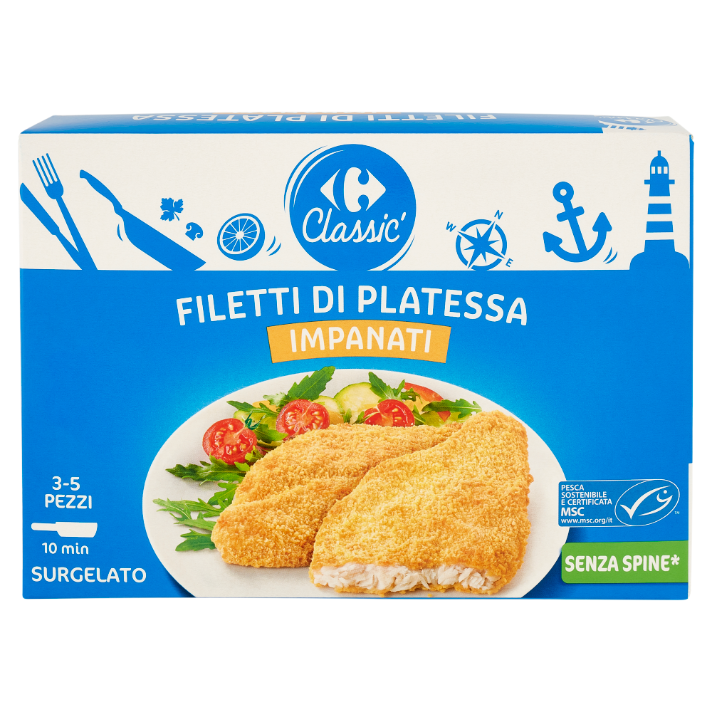 Carrefour Classic Filetti di Platessa Impanati Senza Spine* Surgelato 300 g