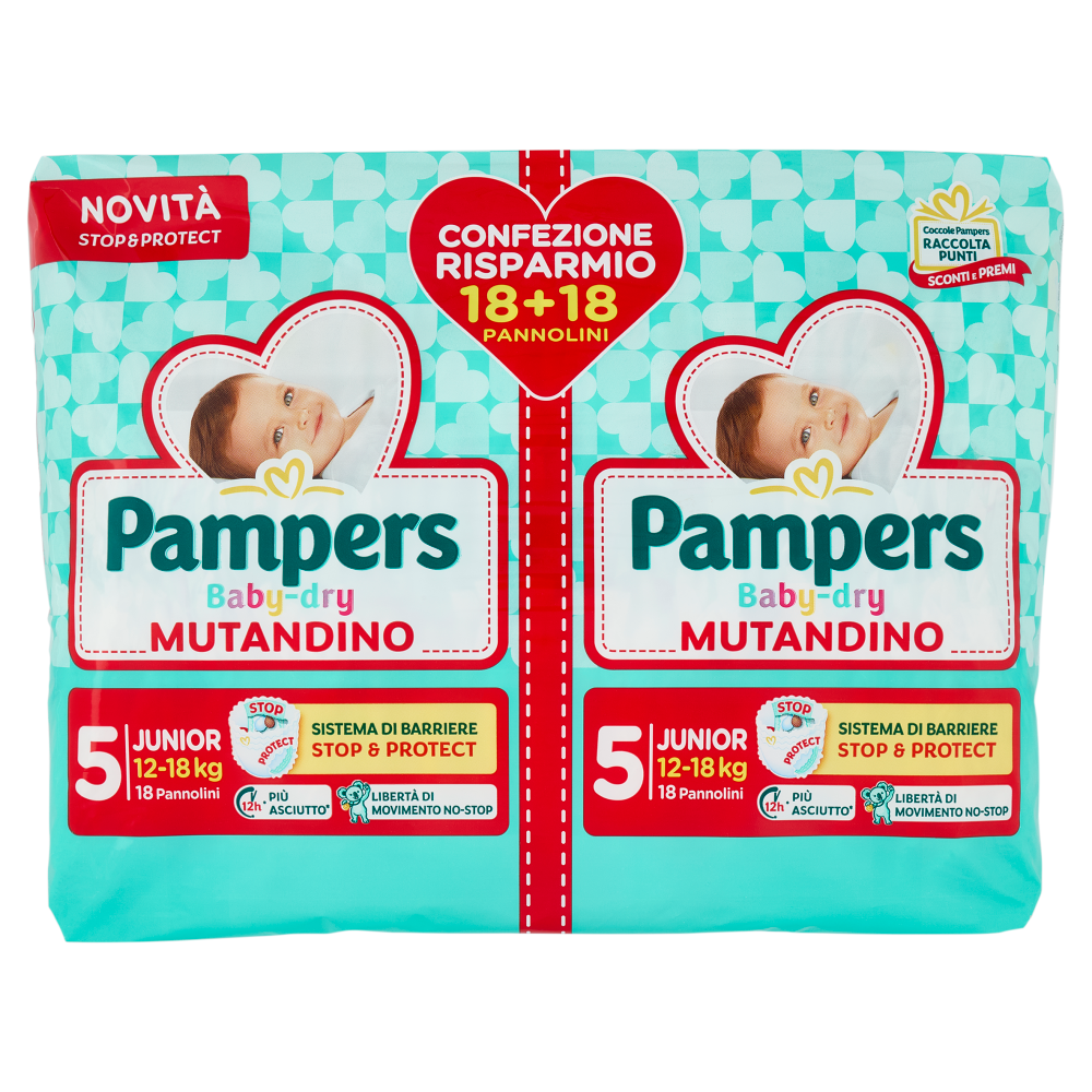 Pampers Baby-dry Mutandino Junior 18 + 18 pz
