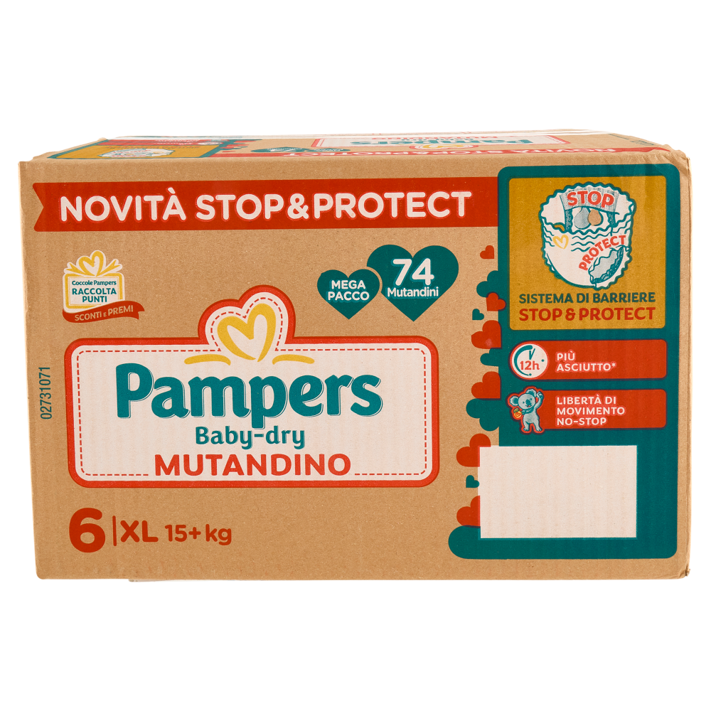 Pampers Baby-dry Mutandino XL 74 pz
