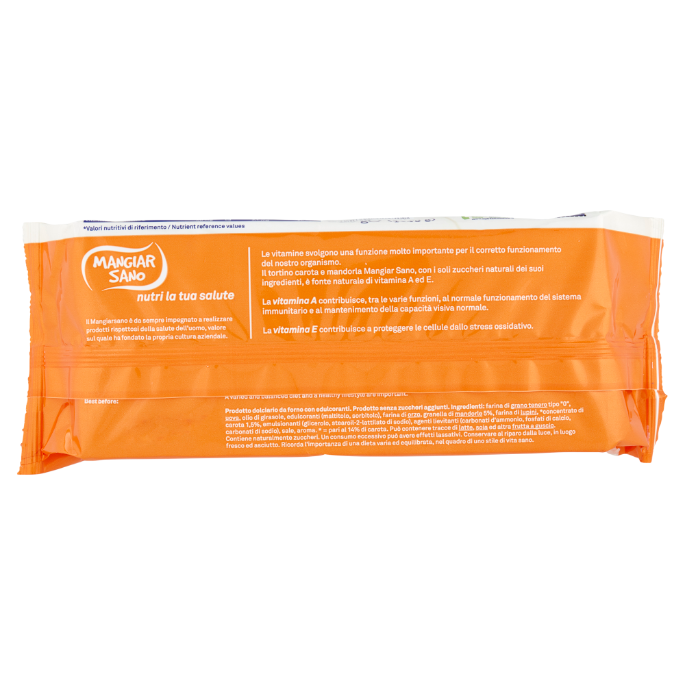 Mangiar Sano 0% Zuccheri Aggiunti tortino carota mandorla 4 x 45 g