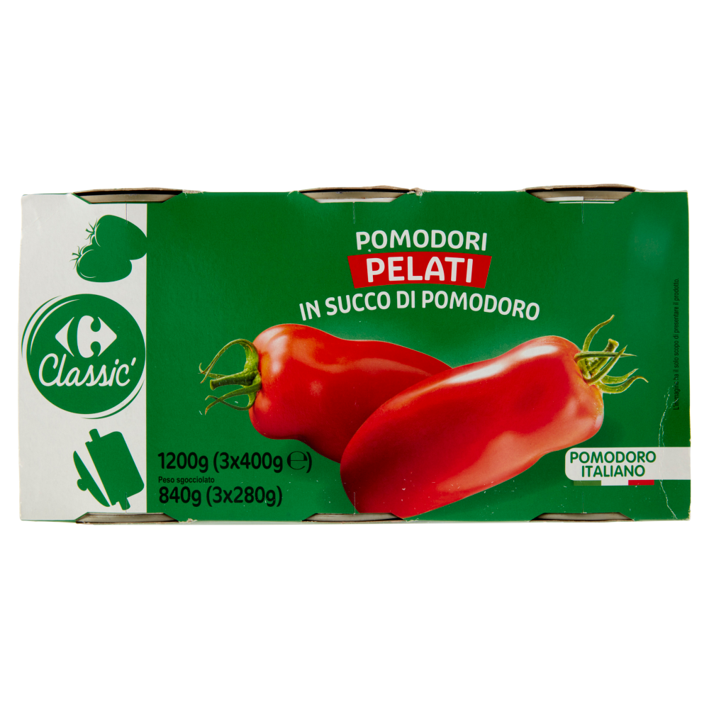Carrefour Classic Pomodori Pelati in Succo di Pomodoro 3 x 400 g