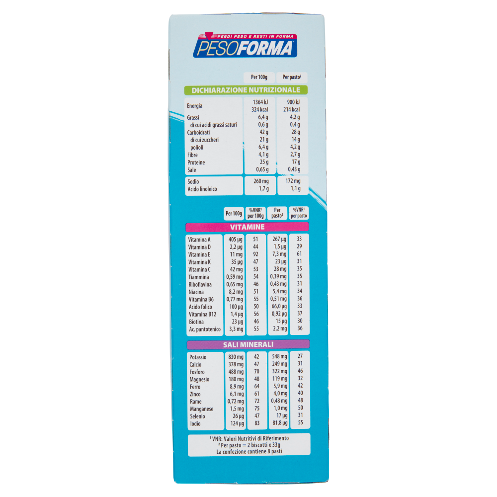 Pesoforma Biscotti gusto Mirtillo, sostitutivo del pasto per perdita e controllo del peso, 16 x 33g