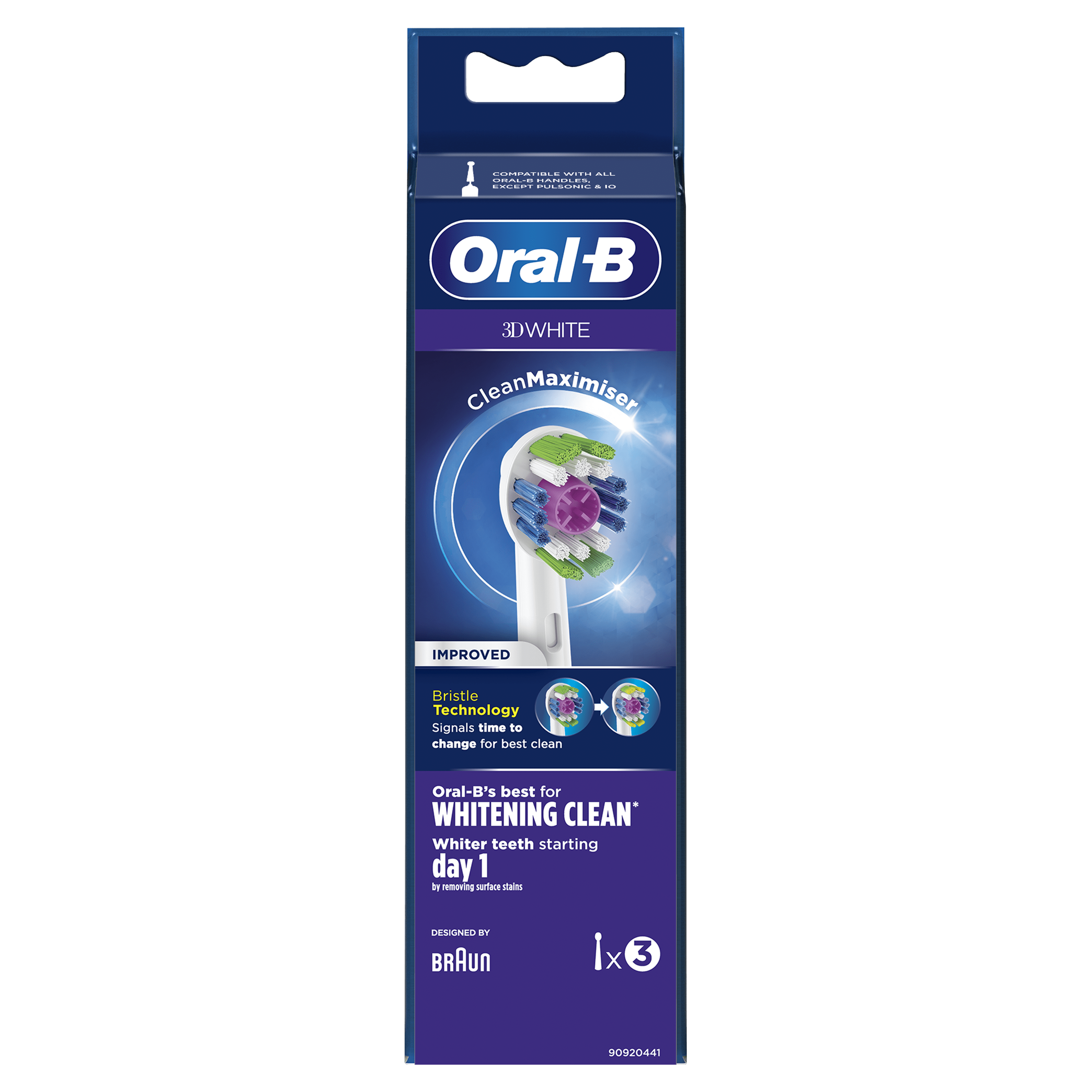 Oral-B 3D White Testine Di Ricambio Con Tecnologia CleanMaximiser, Confezione Da 3 Pezzi