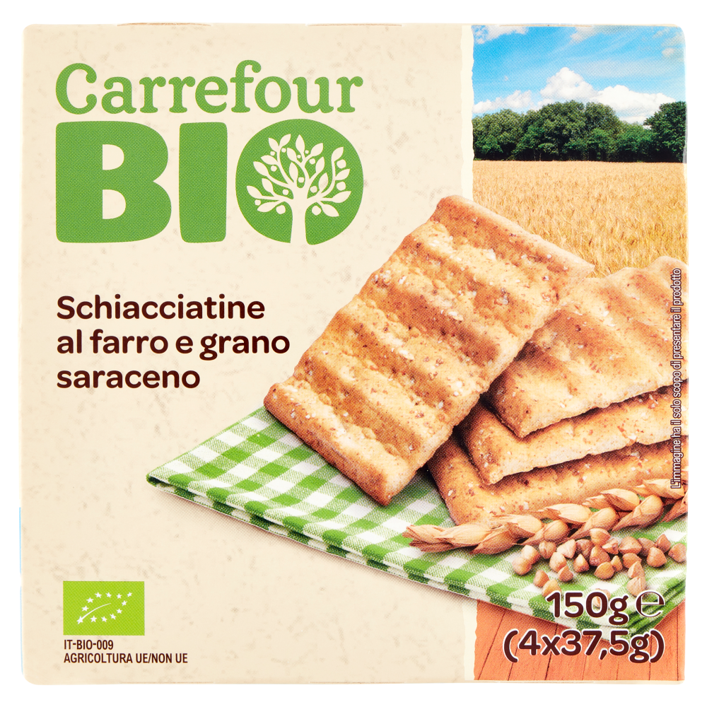 Carrefour Bio Schiacciatine al farro e grano saraceno 4 x 37,5 g