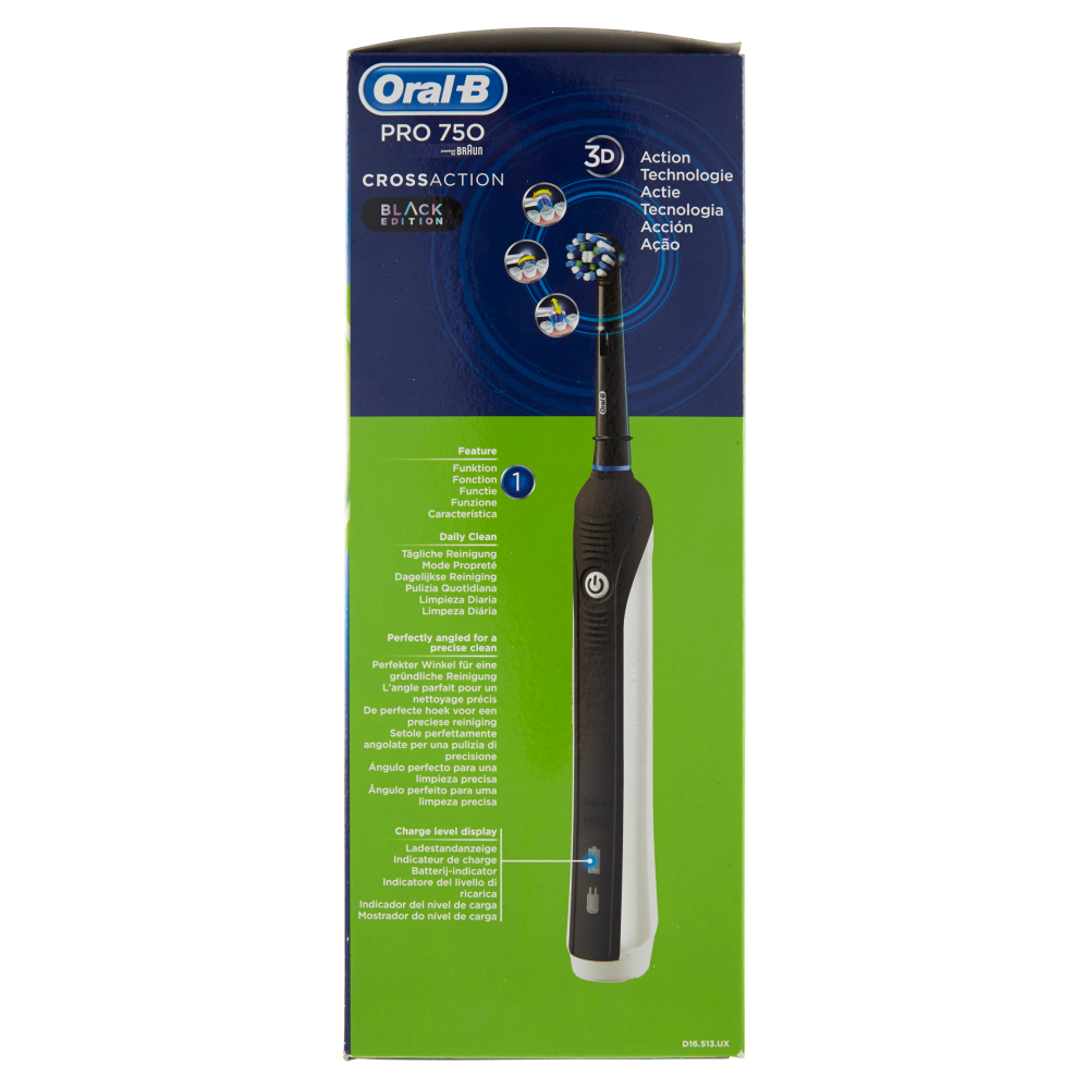 Oral-B Power Spazzolino Elettrico Ricaricabile Pro 750 Black + Custodia viaggio nera-Special Edition