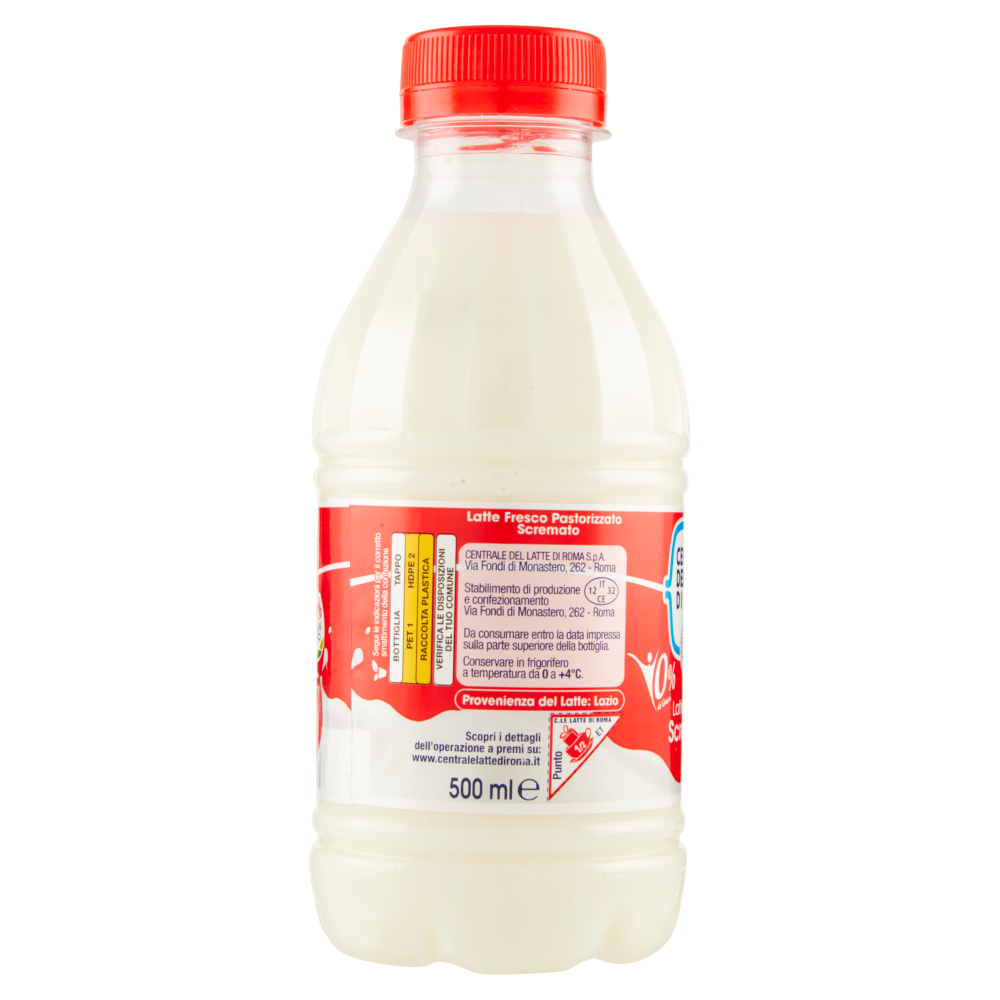 Centrale del Latte di Roma 0% di Grassi Latte Fresco Scremato 500 ml