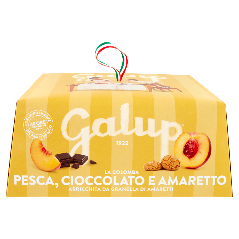 Galup la Colomba Pesca, Cioccolato e Amaretto Arricchita da Granella di Amaretti 750 g