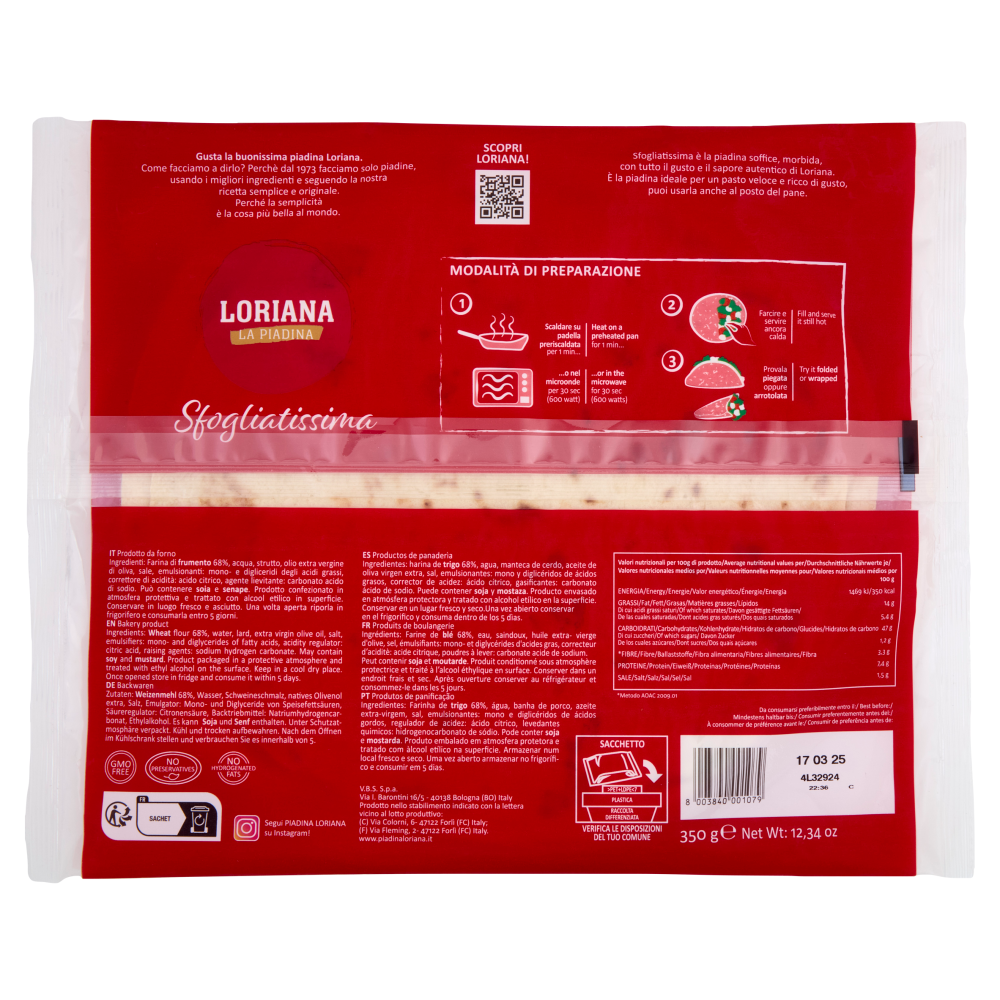 Loriana Sfogliatissima 3 piadine 350 g