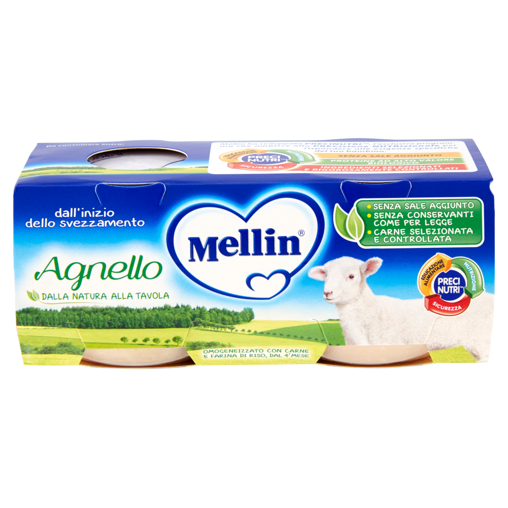 Mellin Agnello 100% Naturale Omogeneizzato 2 x 80 g
