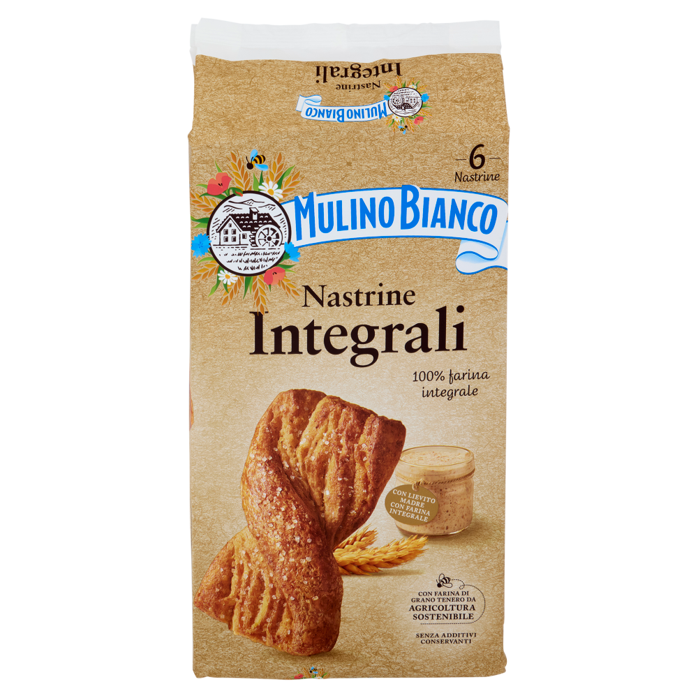 Mulino Bianco Nastrine Integrali Merenda 100% Farina Integrale 6 pezzi 240g