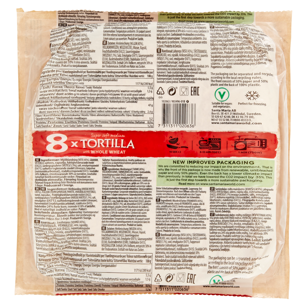 Santa Maria Super soft medium Tortilla with Whole Wheat 8 Medium 320 g