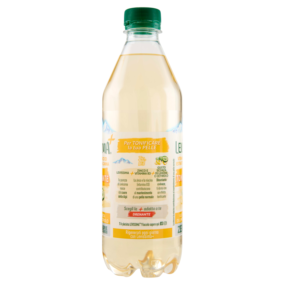 LEVISSIMA⁺ Tonificante, Acqua al gusto di Scorza di Limone e Cetriolo 50 cl